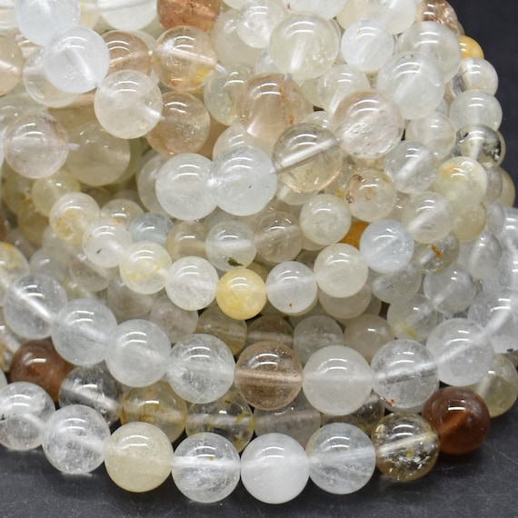 Mixed Topaz Round Beads - 6mm, 8mm Sizes - 15" Strand - Natural Gemstone Beads For Jewellery Making | Crystal Beads