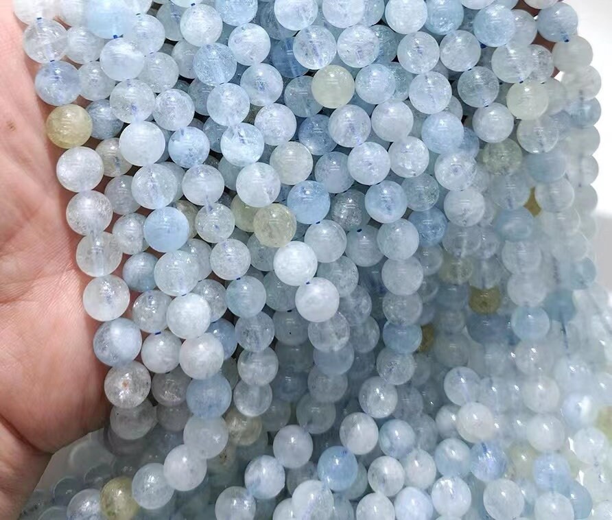 Natural  Aquamarinl  Smooth And Round Beads,4mm/6mm/8mm/10mm/12mm Aquamarinl Diy Beads Supply,topaz Beads,15 Inches One Starand