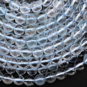 Real Genuine Natural White Topaz 4mm 6mm 8mm Smooth Round Beads Gemstone 15.5" Strand