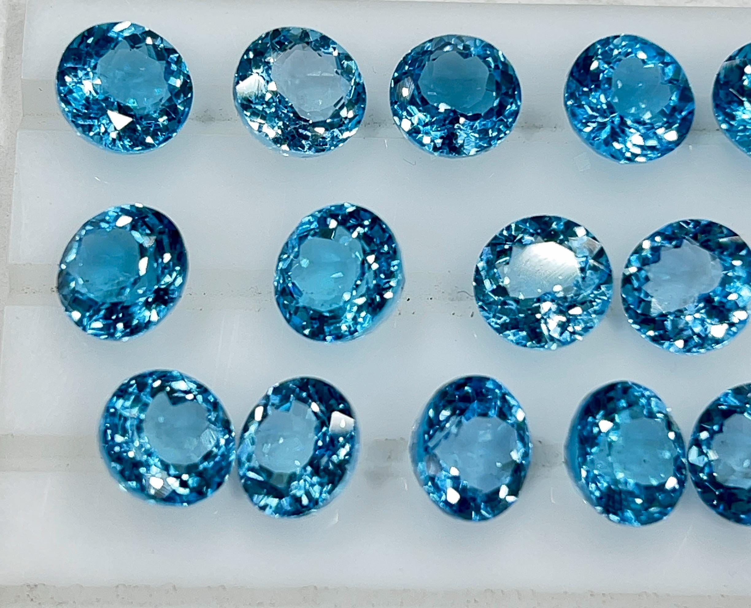 Swiss Blue Topaz Gemstone: 10mm Round Cut, Aaa Quality Swiss Blue Topaz Gemstone: 10mm Round Cut, Aaa Quality