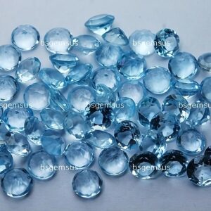 10 Pcs,natural Sky Blue Topaz Faceted Coins Shaped,loose Stones, Size Variations,