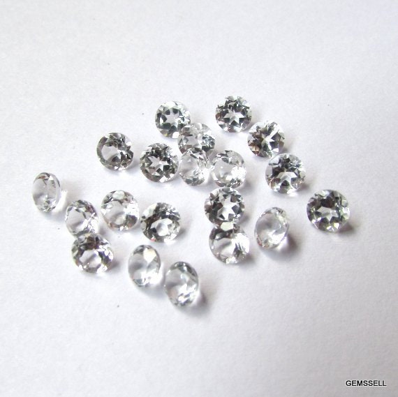 25 Aaa White Topaz Faceted Round Loose Gemstones (1.5mm-5mm)