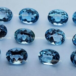 27 Pcs, Finest Quality,sky Blue Topaz Faceted Oval Shaped Loose Stones, 7x5mm,finest Quality -