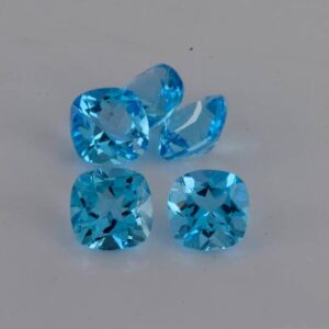 8mm Swiss Blue Topaz Gemstone - AAA+ Faceted Cushion Cut Loose Gemstone - 100% Natural Swiss Blue Topaz Gemstone