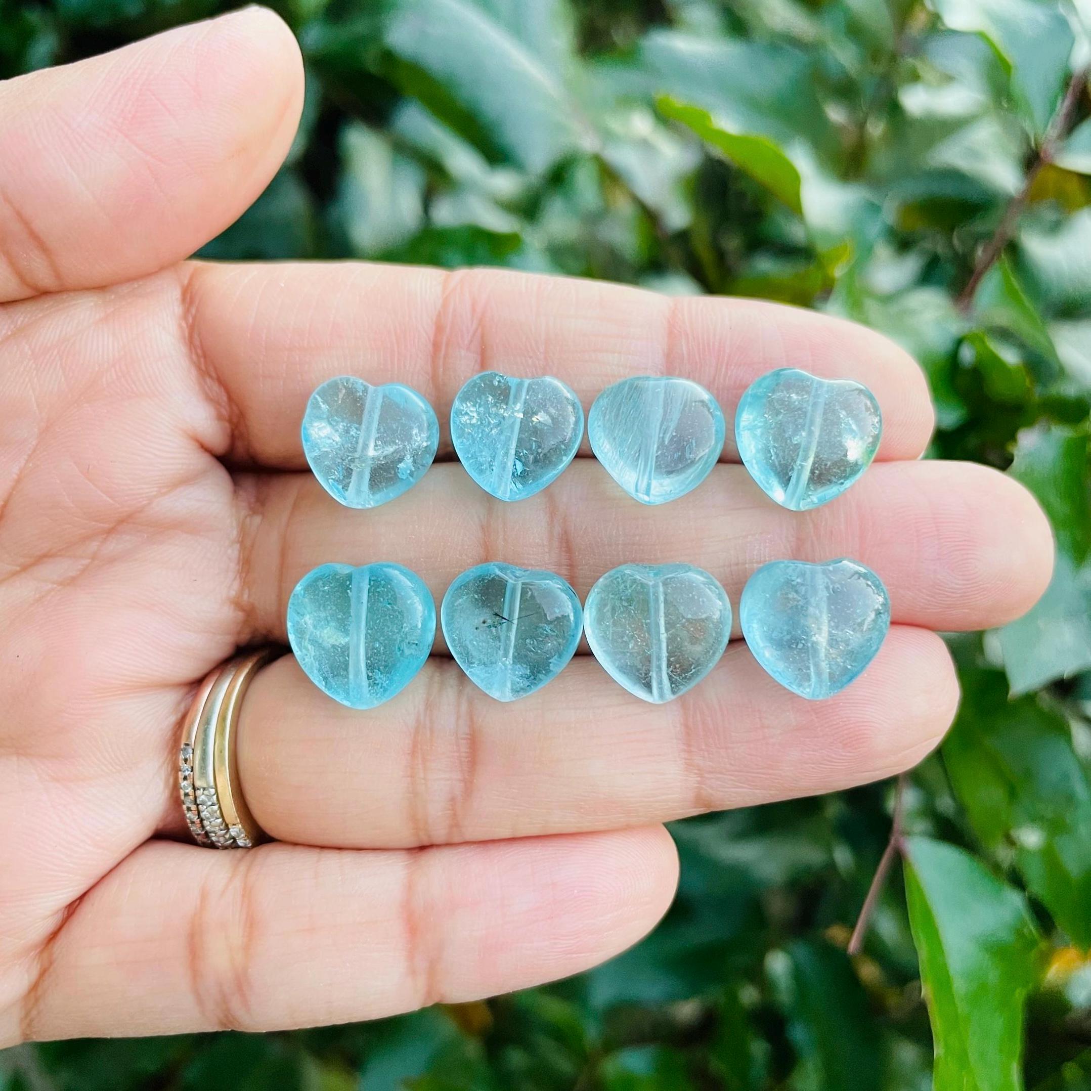 Blue Topaz Mini Heart Crystal (1) Small Topaz Heart Carved Bead Drilled Crystal Natural Gemstone