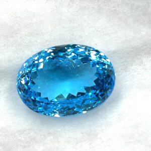 Swiss Blue Topaz Oval Gemstone | 16x22mm Deep Blue Faceted Loose Stone (ring, Pendant)