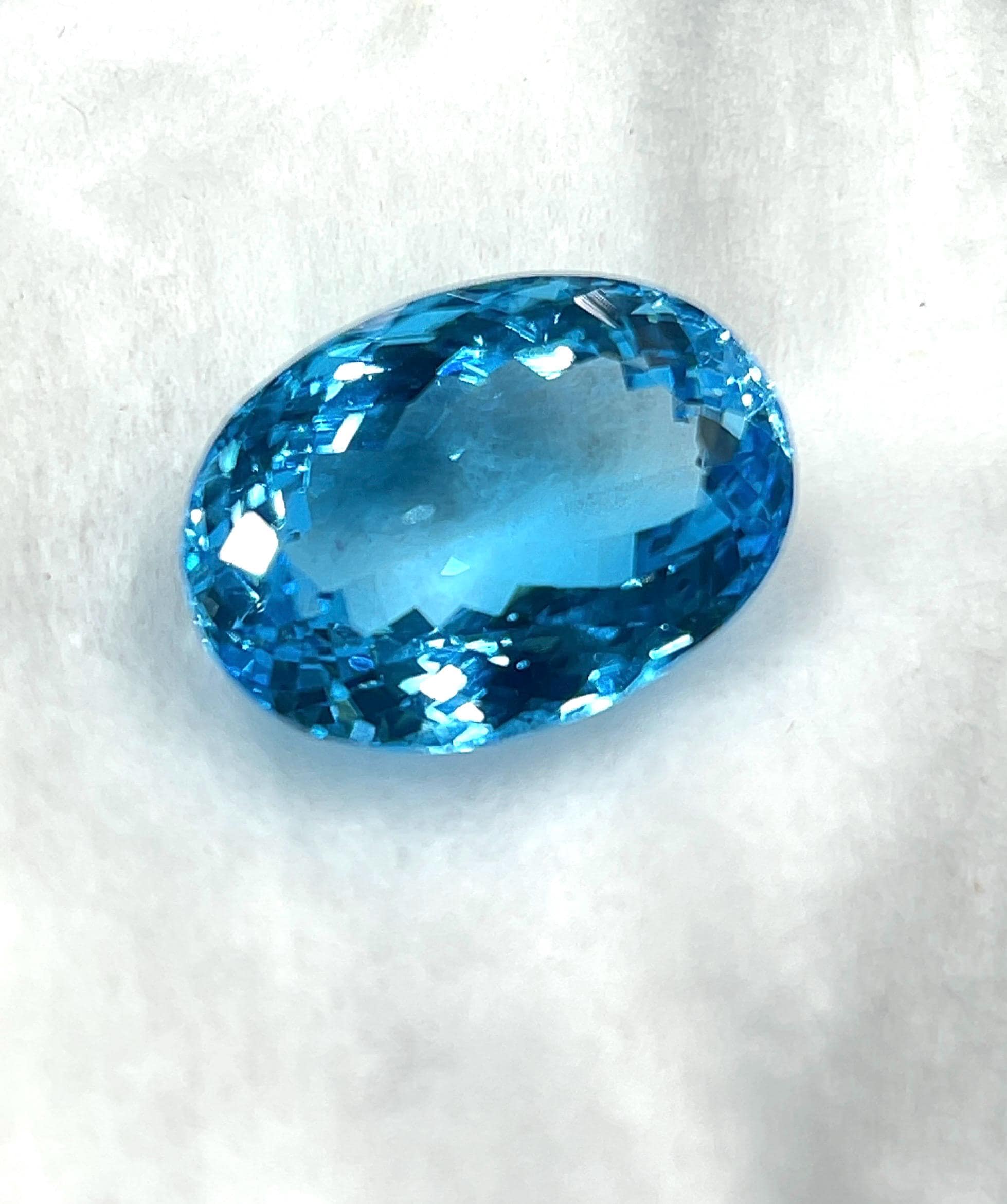 Swiss Blue Topaz Oval Gemstone | 37.75 Carat Deep Blue Statement Stone