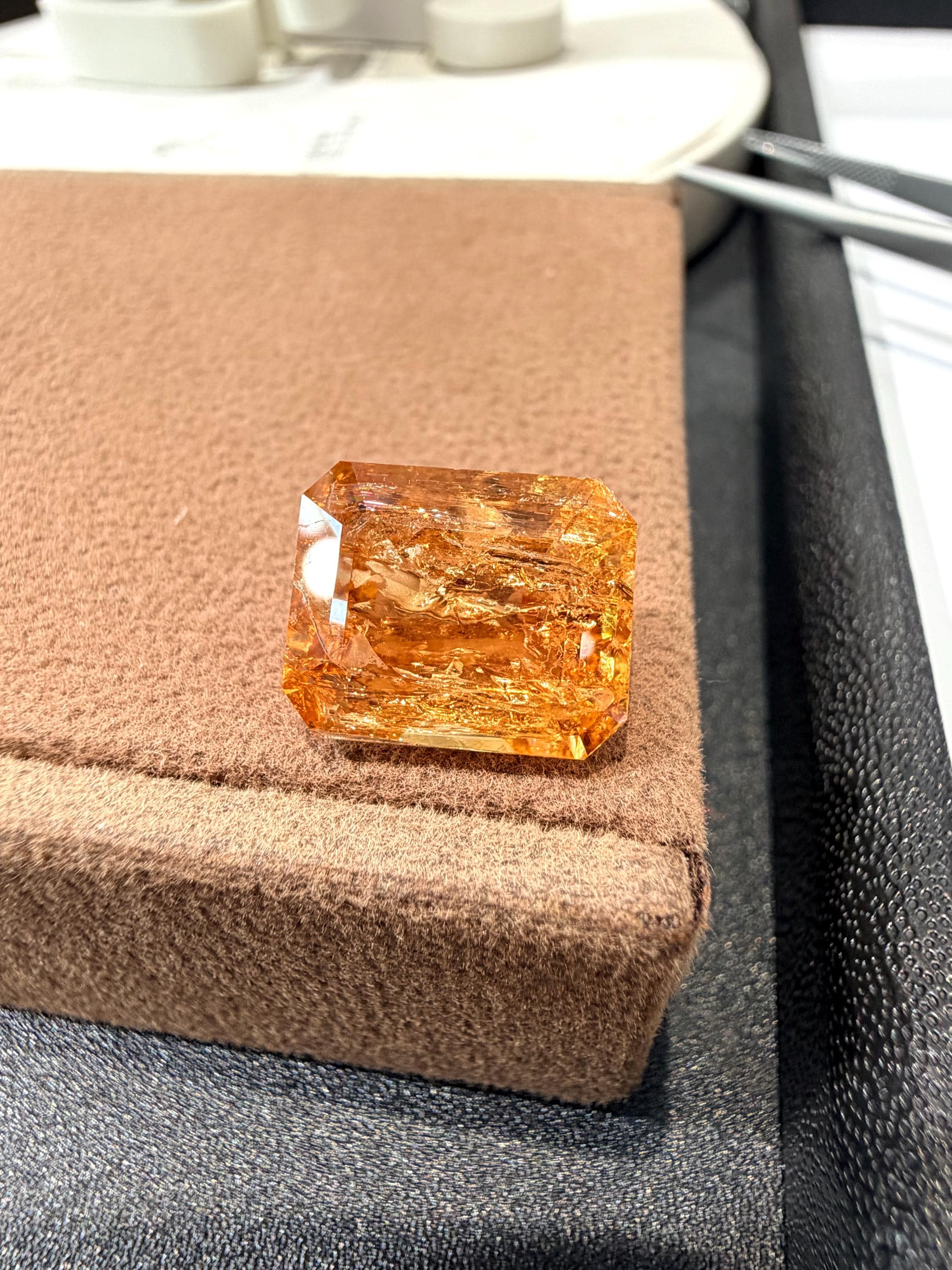 Natural Imperial Topaz Cut, 10.70 Carat 17.60x13.80x11.30 Mm, Loose Gemstone, Octagon Topaz For Jewelry