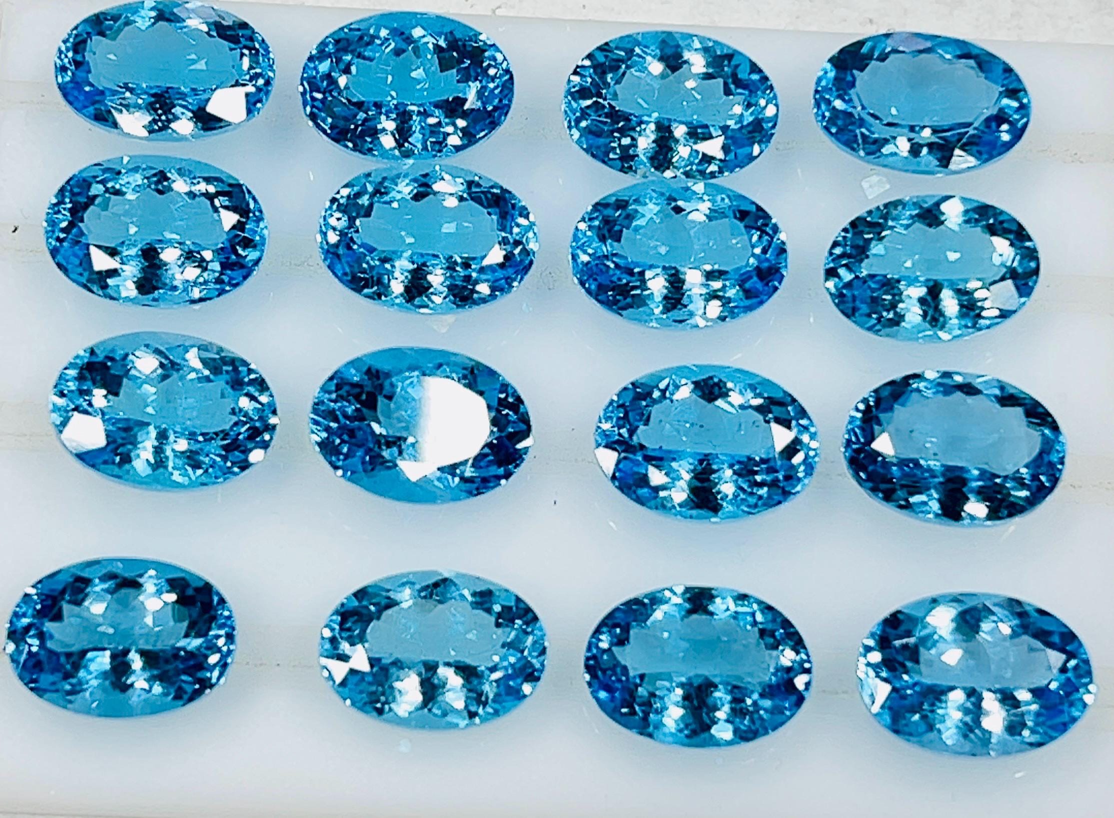 Natural Swiss Blue Topaz Oval Gemstone – 10x14mm Sky Blue Faceted Jewelry Making (ring Stone)