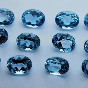 Sky Blue Topaz, Faceted Oval Loose Stones (6 Pcs, 6x8mm)