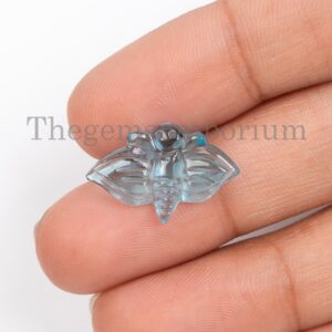Swiss Blue Topaz Butterfly Carving, Unique Handmade Design Loose Carving, 10pcs Different Butterfly Carving Lot, Blue Color Gemstone Carving