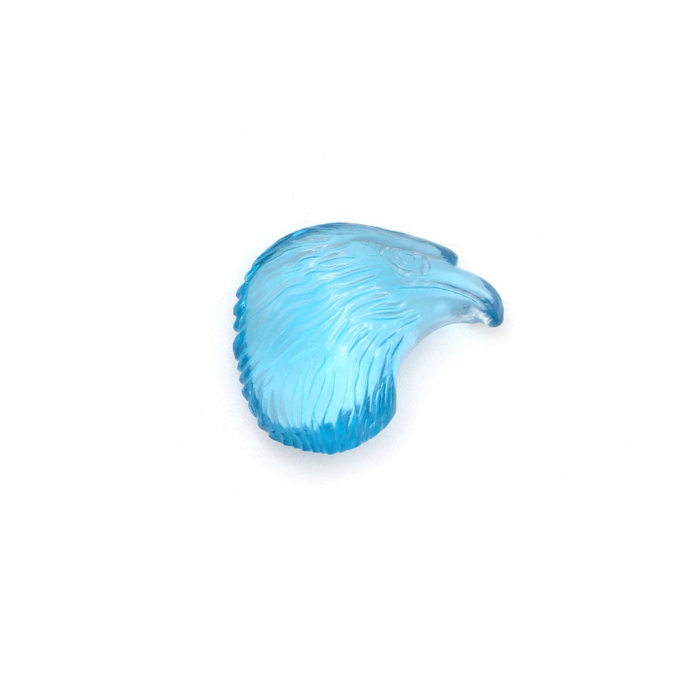 Swiss Blue Topaz Eagle Carving Loose Gemstone, 17x19 Mm, Blue Topaz Jewelry Making Gemstone, 1 Piece