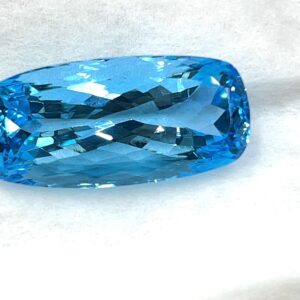 Swiss Blue Topaz Gemstone , Long Cushion Cut Faceted Loose Stone , Statement Jewelry (47.25 Carat)