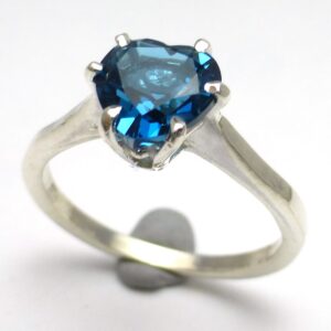 Swiss Blue Topaz Heart Ring Size 7 Handmade Lisajoy Sachs Valentines Day Christmas Gift Love Fantasy Fashion