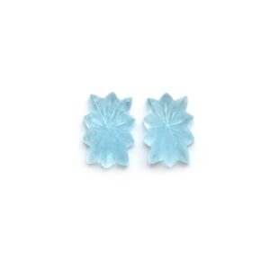 Swiss Blue Topaz Rectangle Carving Gemstone, 16x24 mm, Swiss Blue Topaz Handmade Jewelry Making Gemstone, Pair of ( 2 Pieces )