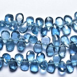 Superb Natural London Blue Topaz Pear Beads - Beautiful Natural Faceted London Blue Topaz Tiny Pear Briolettes - Size Is 4x5.5-4x6.5mm #988 Superb Natural London Blue Topaz Pear Beads - Beautiful Natural Faceted London Blue Topaz Tiny Pear Briolettes - Size Is 4x5.5-4x6.5mm #988
