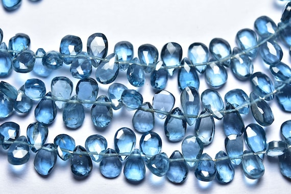 Superb Natural London Blue Topaz Pear Beads - Beautiful Natural Faceted London Blue Topaz Tiny Pear Briolettes - Size Is 4x5.5-4x6.5mm #988 Superb Natural London Blue Topaz Pear Beads - Beautiful Natural Faceted London Blue Topaz Tiny Pear Briolettes - Size Is 4x5.5-4x6.5mm #988