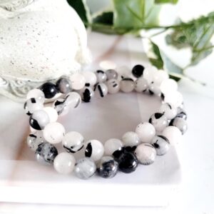 Tourmalinated Quartz Bead Bracelet • Ethically Sourced