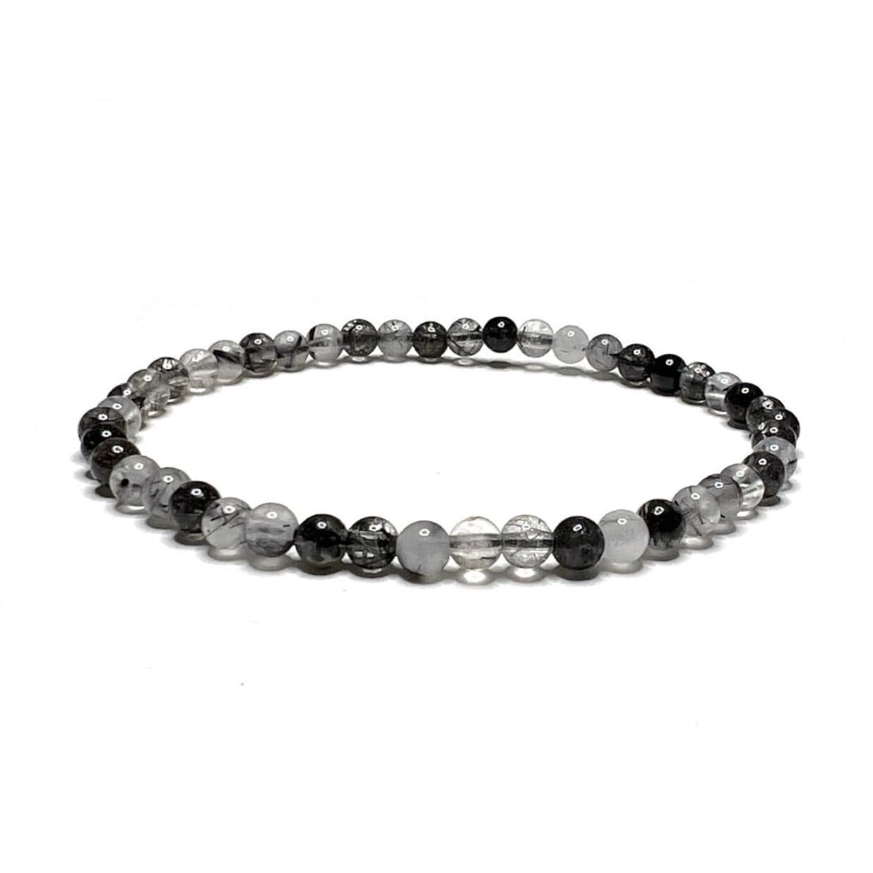 Tourmalinated Quartz Crystal Bracelet, Handmade Gemstone Beaded Bracelet