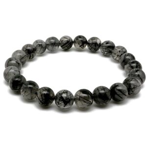 Tourmalinated Quartz Gemstone Bracelet - AAA Premium Quality Crystal Bracelet - Men&Women Stretchy Bracelet  - Crystal Healing - AA1026