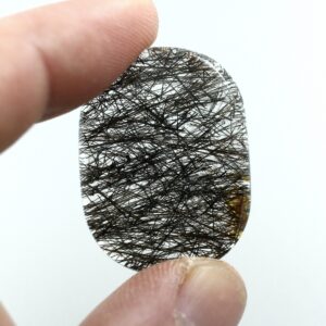 Tourmalinated quartz oval cabochon gemstone 24x32mm Natural black rutile quartz loose stone 39.48ct