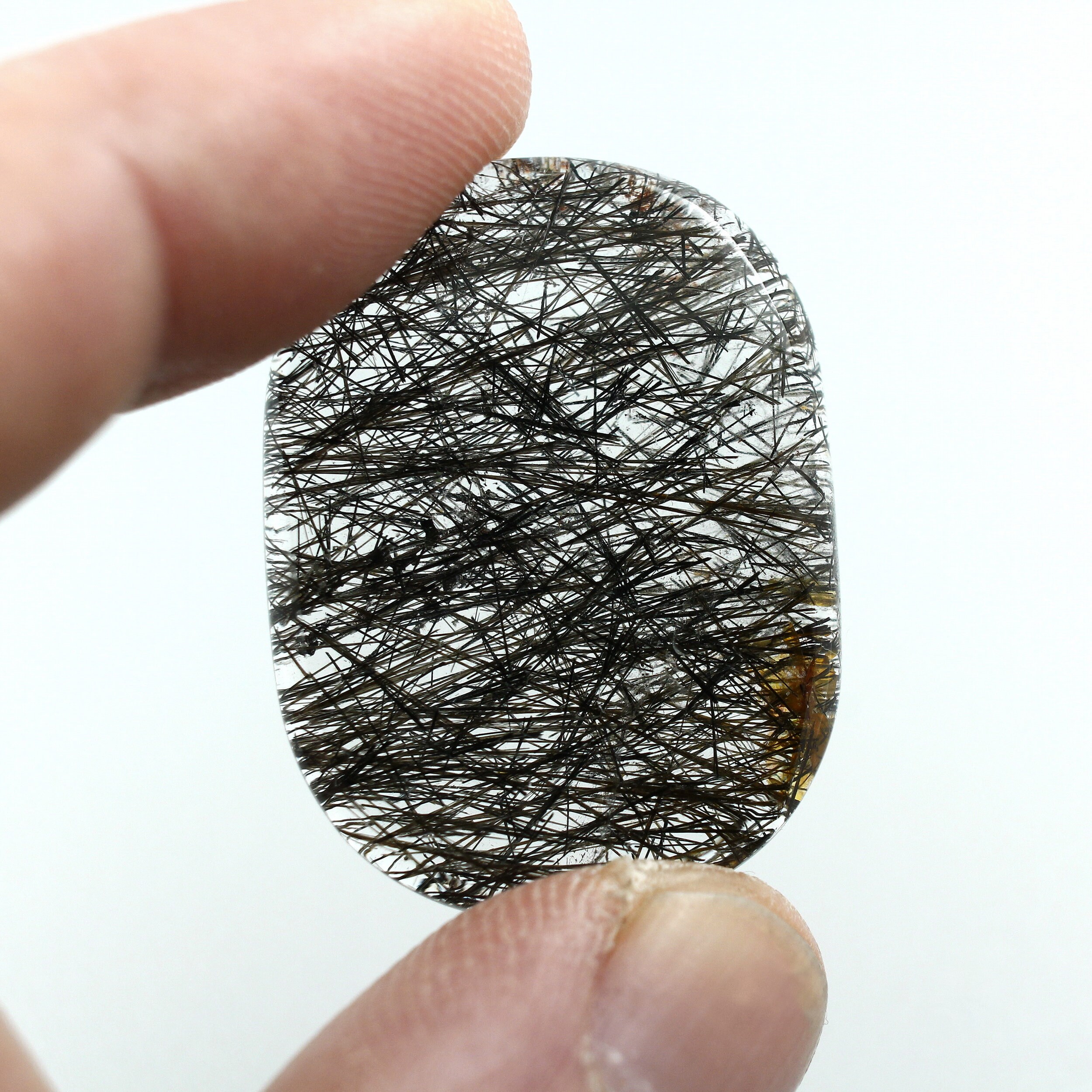 Tourmalinated Quartz Oval Cabochon Gemstone 24x32mm Natural Black Rutile Quartz Loose Stone 39.48ct Tourmalinated Quartz Oval Cabochon Gemstone 24x32mm Natural Black Rutile Quartz Loose Stone 39.48ct