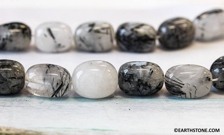 Tourmalinated Quartz 14x20mm Tumble Nugget Beads 15.5" Strand Size Varies