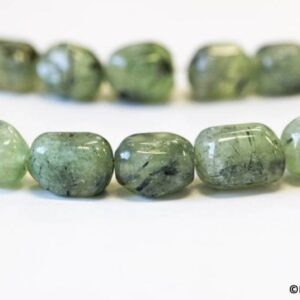 M/ Green Tourmalinated Quartz 12x16mm Rectangle Nugget Beads 15.5" Strand Size Varies Natural Gemstone For Jewelry Making