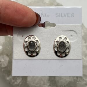 Black Tourmalinated Quartz Stud Earrings Black Tourmalinated Quartz Stud Earrings