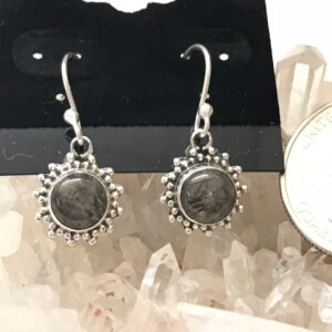 Dainty Black Tourmalinated Quartz Earrings Dainty Black Tourmalinated Quartz Earrings