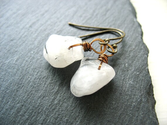 Tourmalinated Quartz Gemstone Earrings Handmade Jewelry Made In Usa