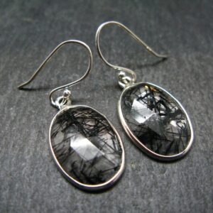 Large Tourmalinated Quartz Crystal Silver Earrings From Brazil - 1.4" - 3.62 Grams Large Tourmalinated Quartz Crystal Silver Earrings From Brazil - 1.4" - 3.62 Grams