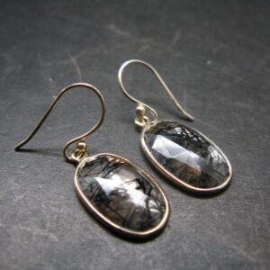 Large Tourmalinated Quartz Crystal Silver Earrings From Brazil - 1.3" - 3.14 Grams Large Tourmalinated Quartz Crystal Silver Earrings From Brazil - 1.3" - 3.14 Grams