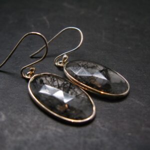 Large Tourmalinated Quartz Crystal Silver Earrings From Brazil - 1.4" - 3.80 Grams Large Tourmalinated Quartz Crystal Silver Earrings From Brazil - 1.4" - 3.80 Grams