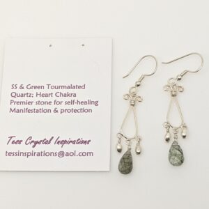 Sterling Silver And Green Tourmalated Quartz Earrings Sterling Silver And Green Tourmalated Quartz Earrings