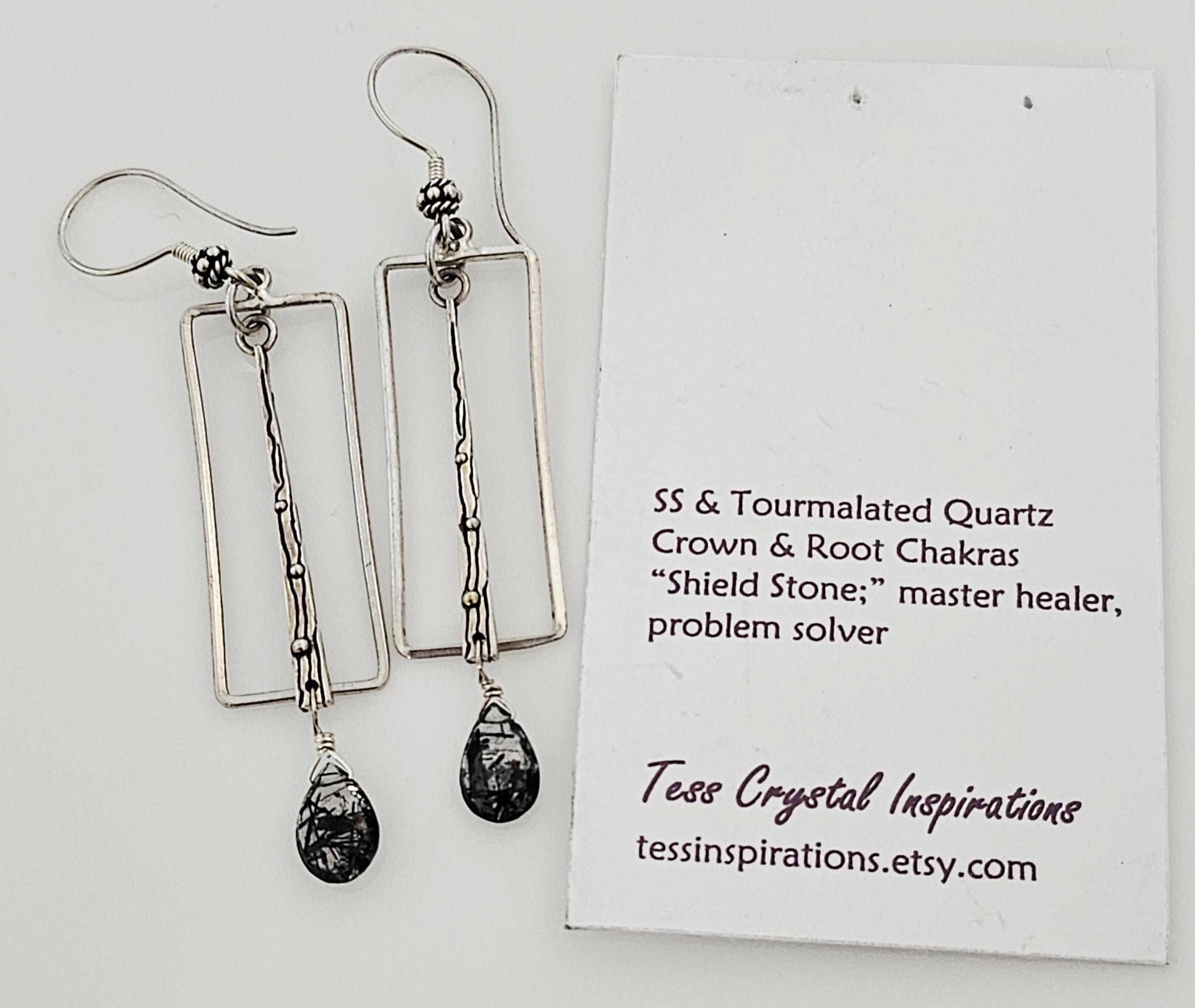 Sterling Silver Tourmalated Quartz Earrings Sterling Silver Tourmalated Quartz Earrings