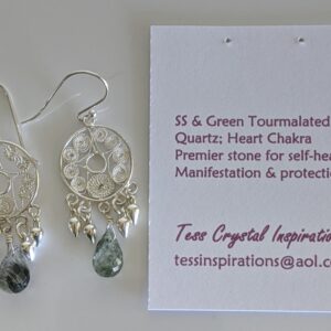 Sterling Silver And Green Tourmalated Quartz Earrings Sterling Silver And Green Tourmalated Quartz Earrings
