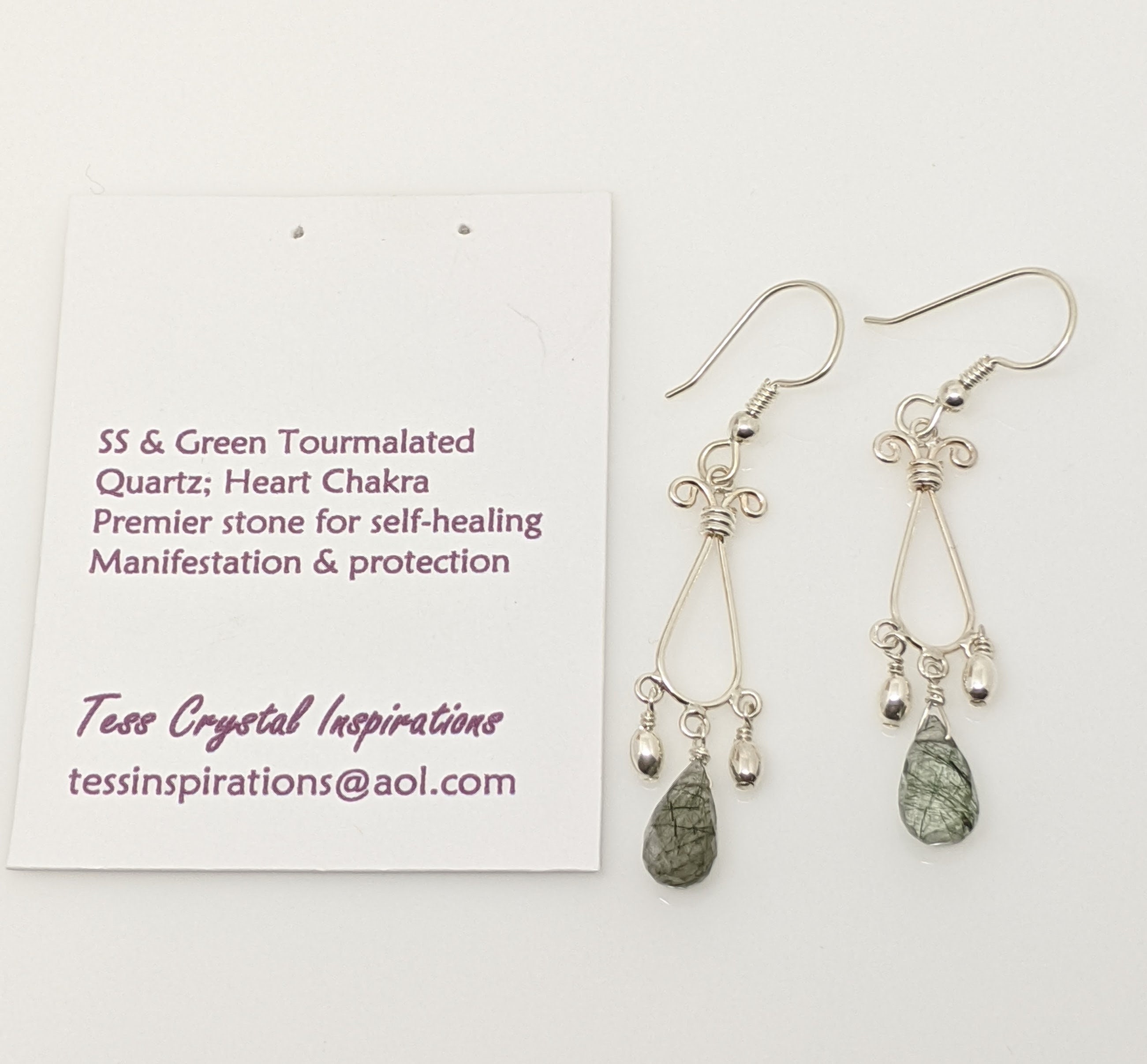 Sterling Silver And Green Tourmalated Quartz Earrings Sterling Silver And Green Tourmalated Quartz Earrings
