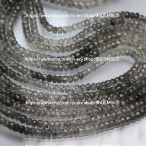13 Inches Strand,Rare Black Tourmalinated Quartz Faceted Beads,4.5-5mm
