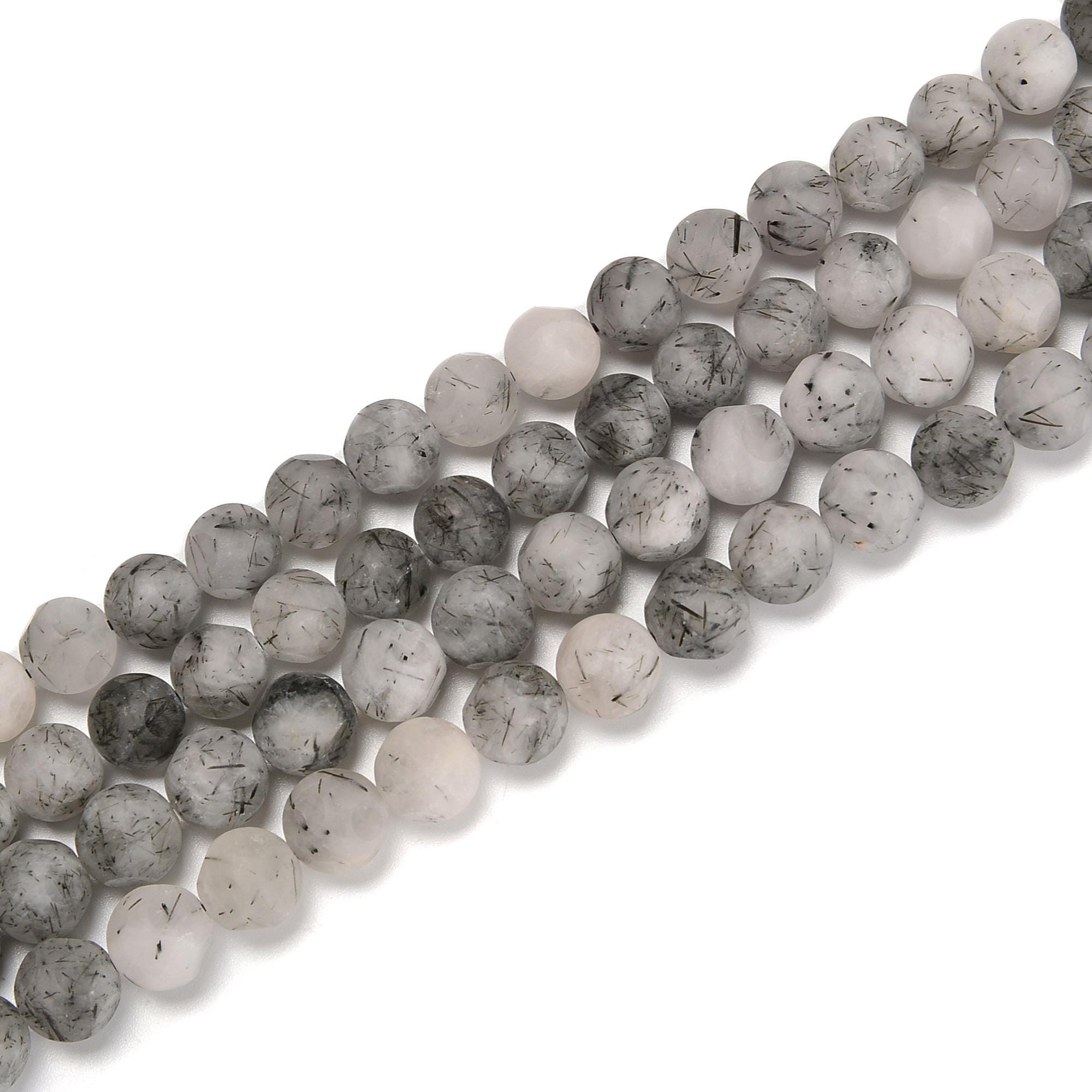 Black Tourmalinated Quartz Matte Soccer Faceted Round Beads Size 10mm 15.5'' Str Black Tourmalinated Quartz Matte Soccer Faceted Round Beads Size 10mm 15.5'' Str