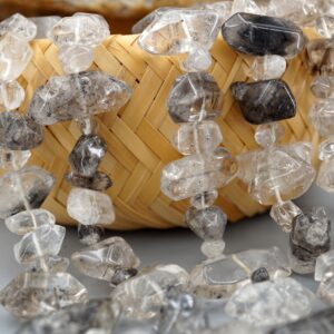Tourmalinated Quartz medium natural beads (ETB00053) Unique jewelry/Vintage jewelry/Gemstone necklace