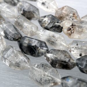 Tourmalinated Quartz Beads, Unshaped Crystal Jewelry Making (etb00723)