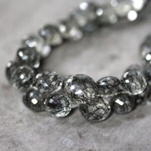 Black Tourmalated Quartz Briolettes  - 4 inch Strand