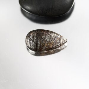 Black Rutilated Quartz - Pear Briolette - Tourmalinated Quartz - 26 mm