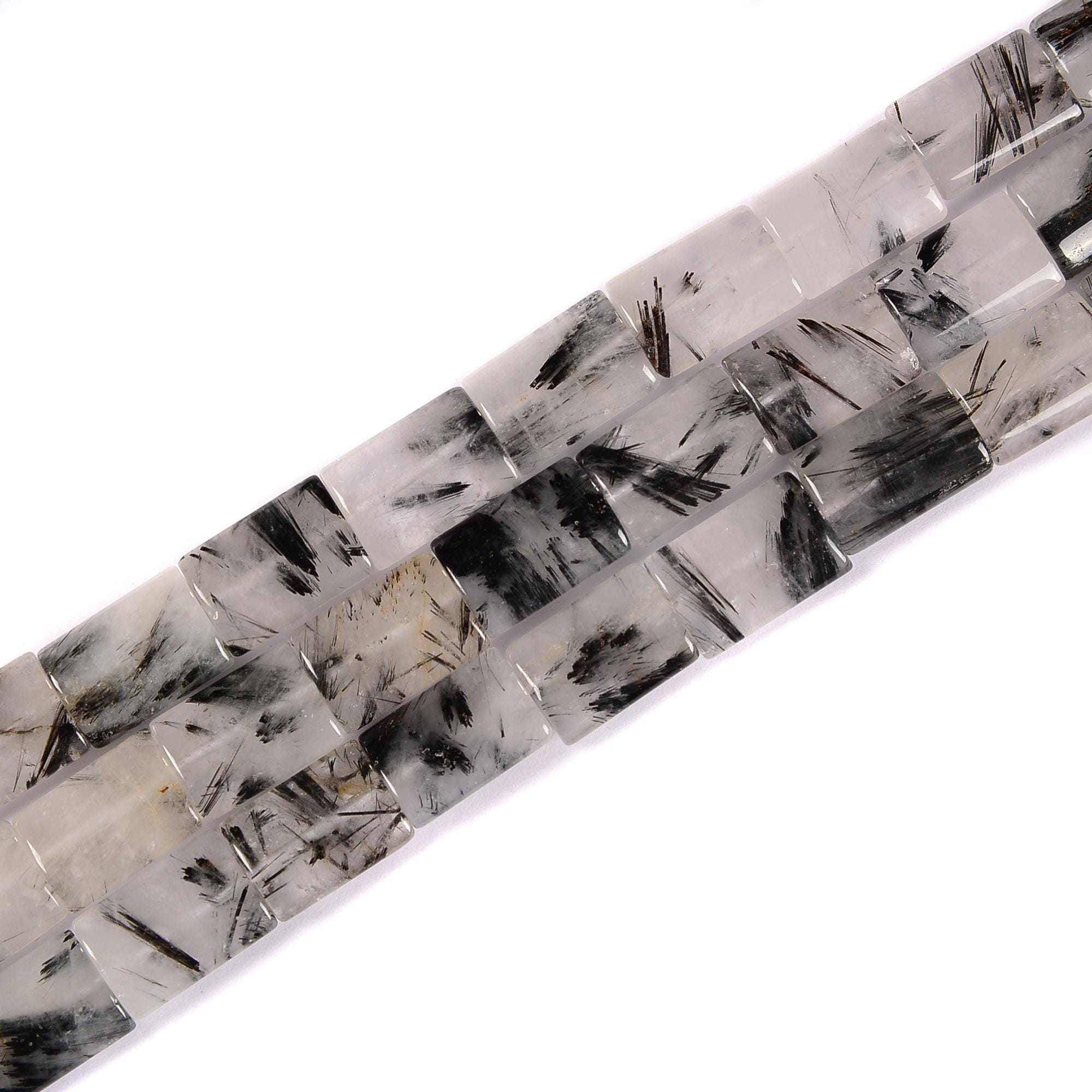 Black Tourmalinated Quartz Smooth Flat Rectangle Tube Beads 12x18mm 15.5" Strand Black Tourmalinated Quartz Smooth Flat Rectangle Tube Beads 12x18mm 15.5" Strand