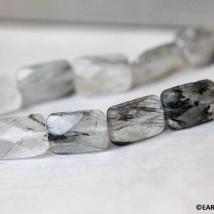 M/ Tourmalinated Quartz 10x14mm Cushion Cut Beads 16" Strand Natural Quartz Gemstone Beads For Jewelry Making