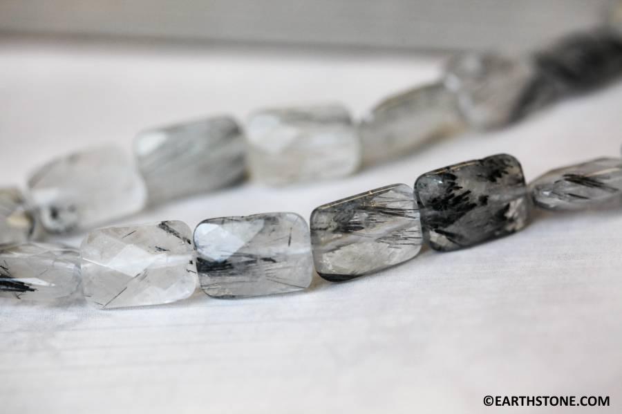 Tourmalinated Quartz 10x14mm Cushion Cut Beads 16" Strand Tourmalinated Quartz 10x14mm Cushion Cut Beads 16" Strand