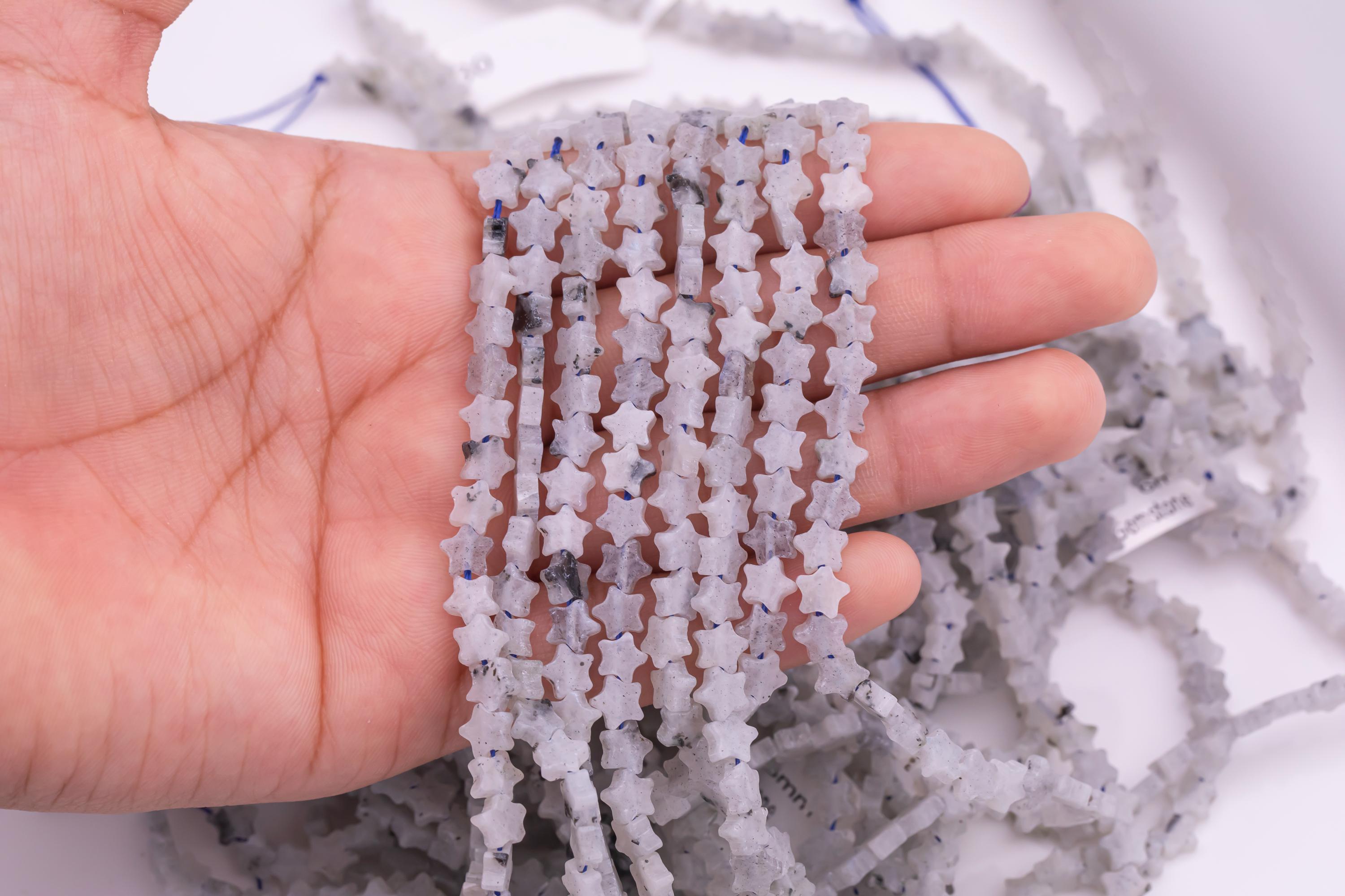Natural Tourmalinated Quartz Beads 6mm Star Shaped Real Gemstone 15" Strand Smooth Gemstone Beads Natural Tourmalinated Quartz Beads 6mm Star Shaped Real Gemstone 15" Strand Smooth Gemstone Beads