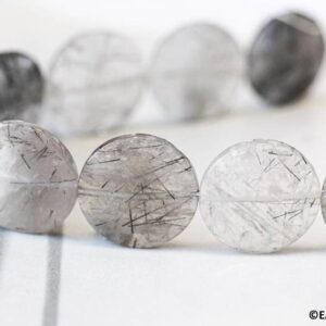 Tourmalinated Quartz 35mm Coin Beads 15.5" Strand
