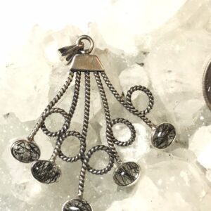Abstract Black Tourmalinated Quartz Pendant